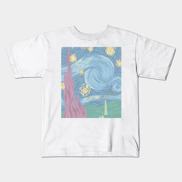 Pastel Starry Night Kids T-Shirt by SugarSaltSpice